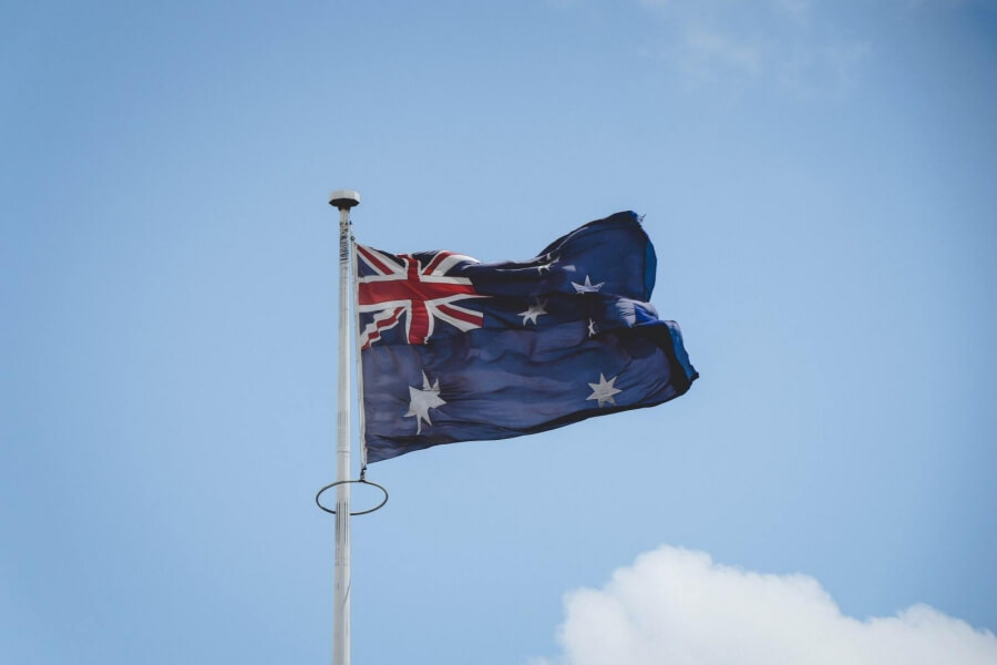 Australiens Flagge im Wind