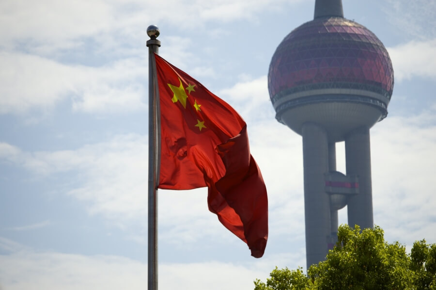 Chinesische Flagge in Shanghai