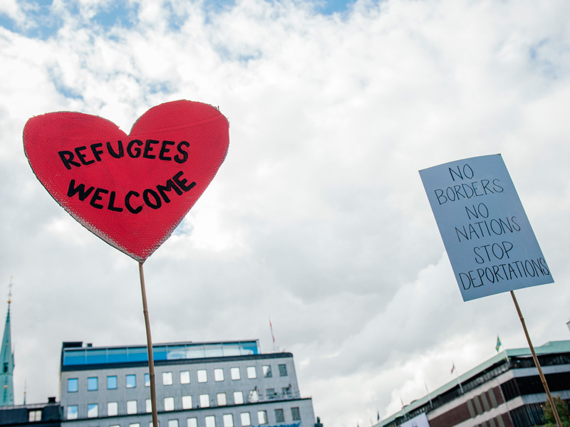 Demonstartion Pro-Flüchtlinge in Stockholm