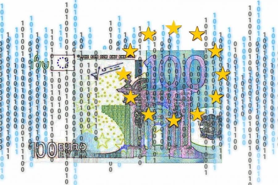 100-Euroschein und Binärcodes