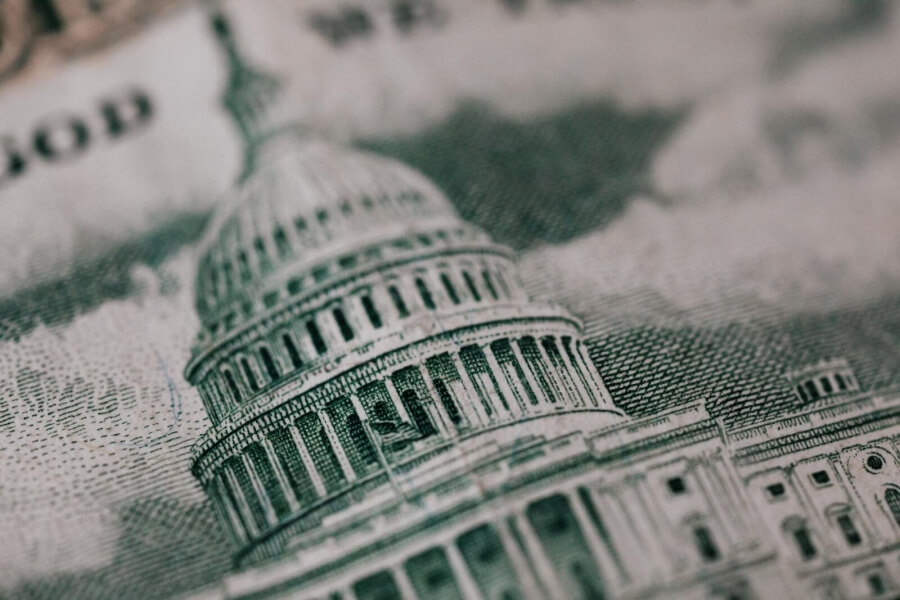 Das Capitol auf einer Dollar-Note, herangezoomt