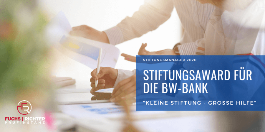 Titelbild Stiftungsaward 2020 für die BW Bank