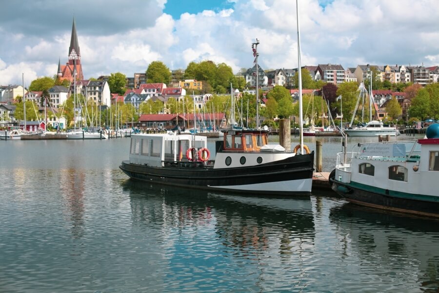 Blick auf den Hafen von Flensburg