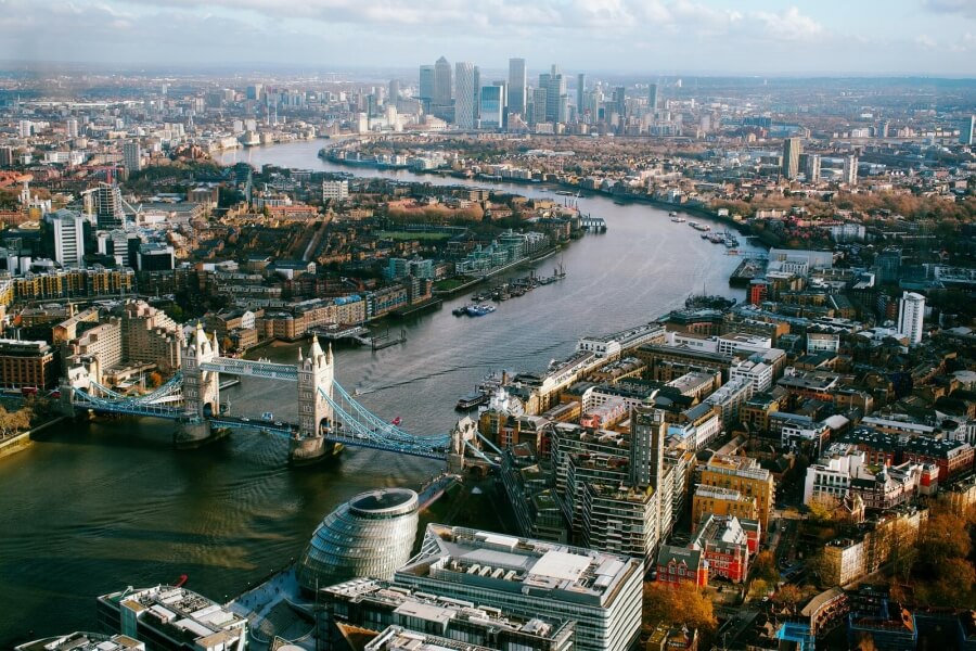 Blick auf London von der Vogelperspektive