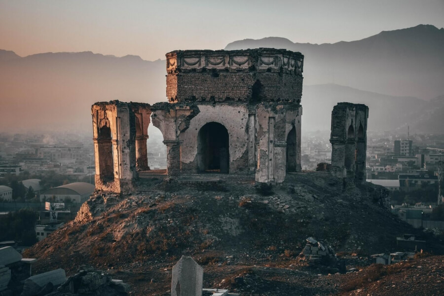 Eine zerstörte Moschee in Afghanistan