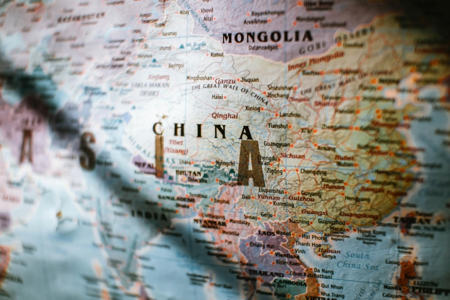 China auf einer Landkarte