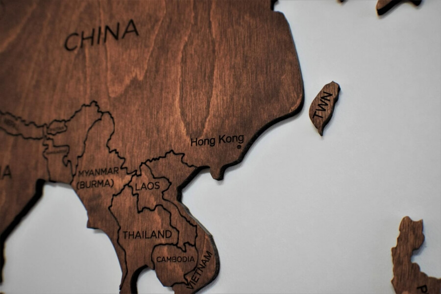 Karte Südostasiens aus Holz
