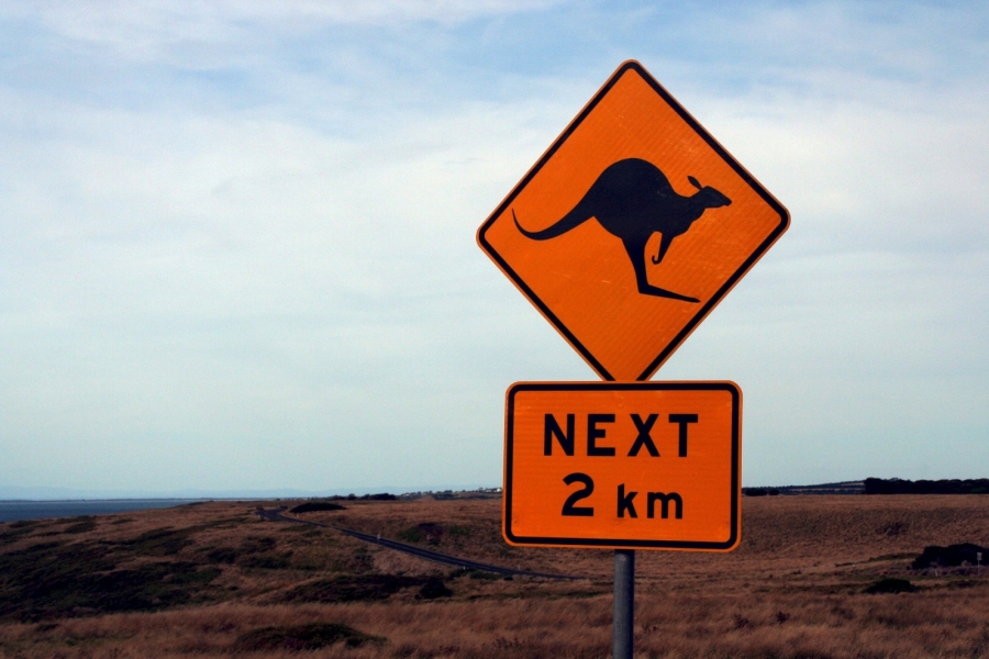 Schild mit Känguru in Australien
