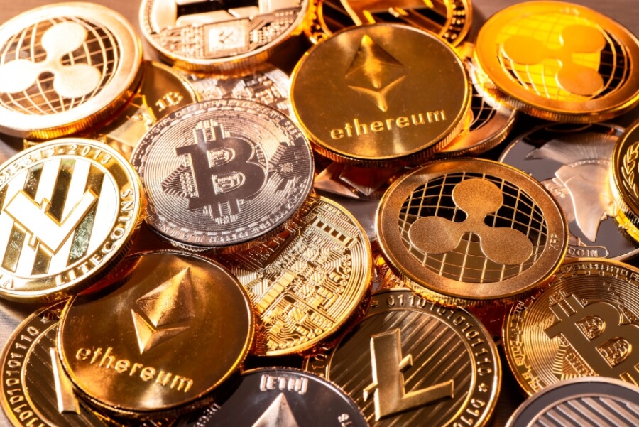 Münzen verschiedener Crypto-Währungen