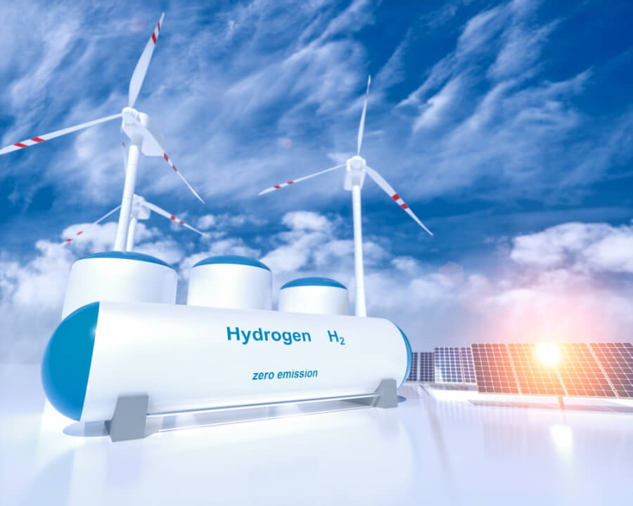 Wasserstoff-Produktion mit Hilfe von Solar- oder Windenergie