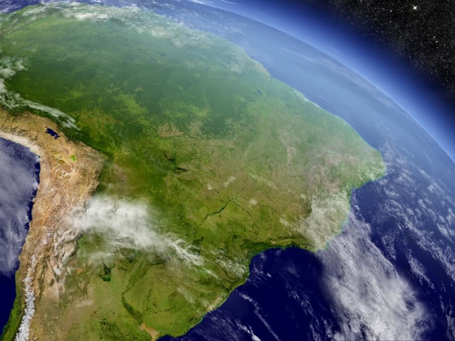 Karte Südamerikas, aufgenommen vom Weltraum