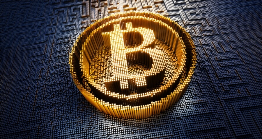 Bitcoin-Symbol in Pixel-Auflösung