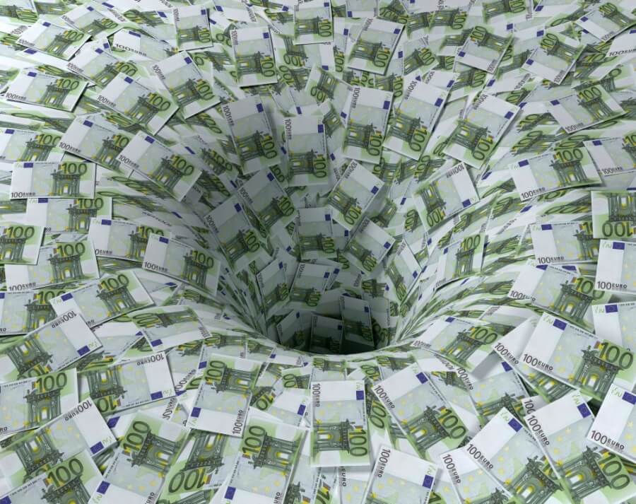Euro-Scheine bilden ein Schwarzes Loch