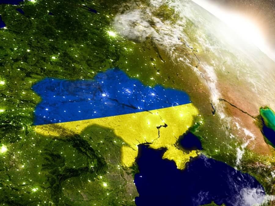 Geografische Karte Osteuropas, Ukraine ist Blau Geld eingefärbt