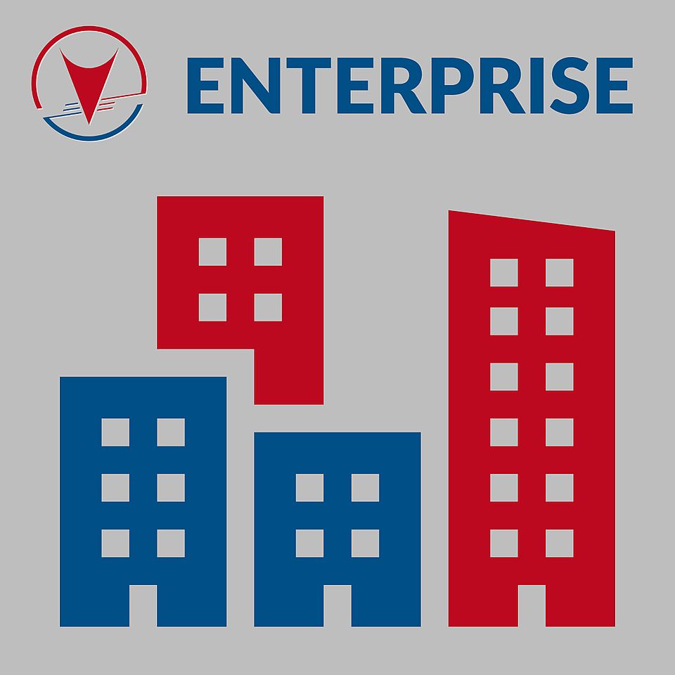Business-Paket "Enterprise": mehrere Hochhäuser-Icons