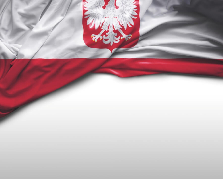 Polnische Flagge mit Adler im Wappen