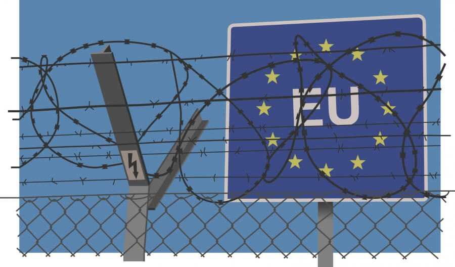 EU-Grenze mit Stacheldraht