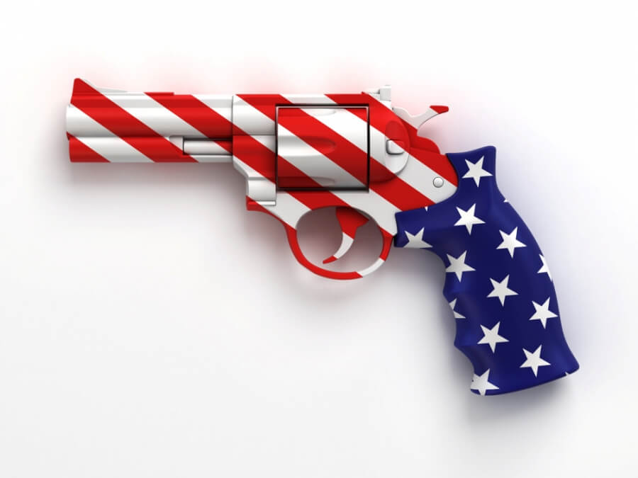 Revolver, eingefärbt in den Farben der US-Flagge