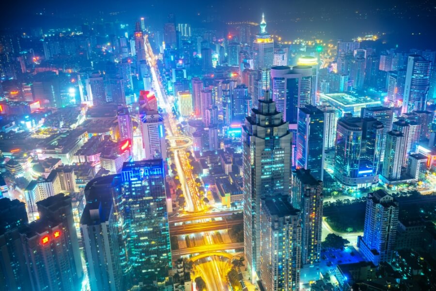 China, Shenzhen bei Nacht