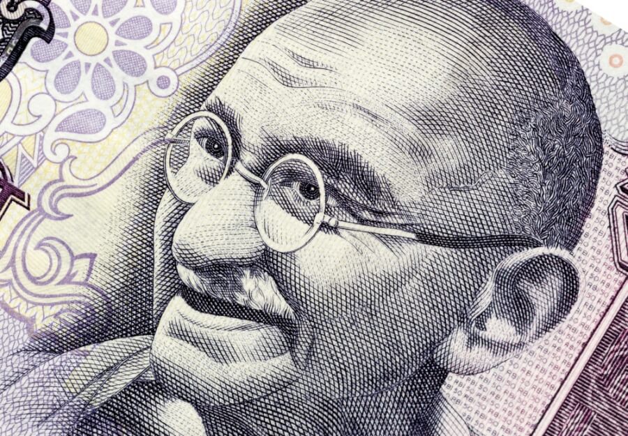 Indische Banknote mit Portrait von Mahatma Gandhi