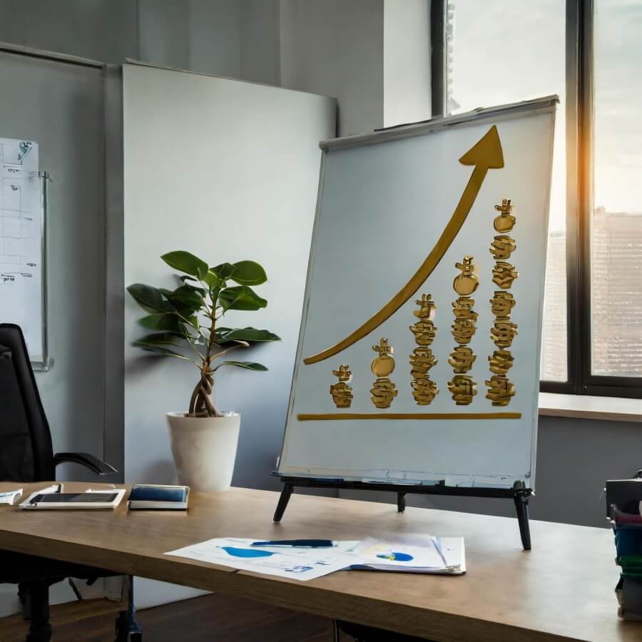 Vermögenstrategie Symbolbild in einem Büro als Fotografie