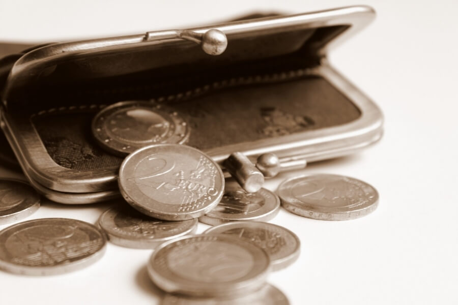 Portemonaie mit Münzen, Geld, Währungen