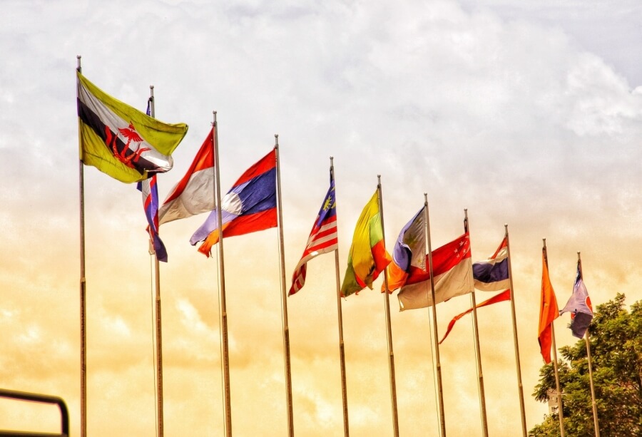 Asean, Asien, Flaggen, Wirtschaft, Freihandel, Emerging Markets
