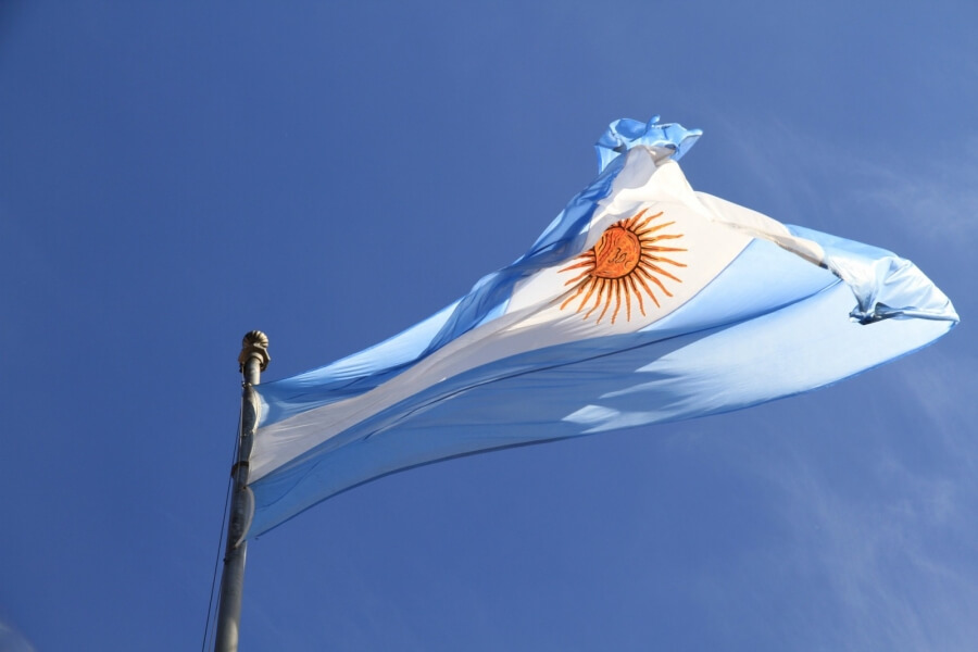 Flagge, Argentinien, Sonne, himmel